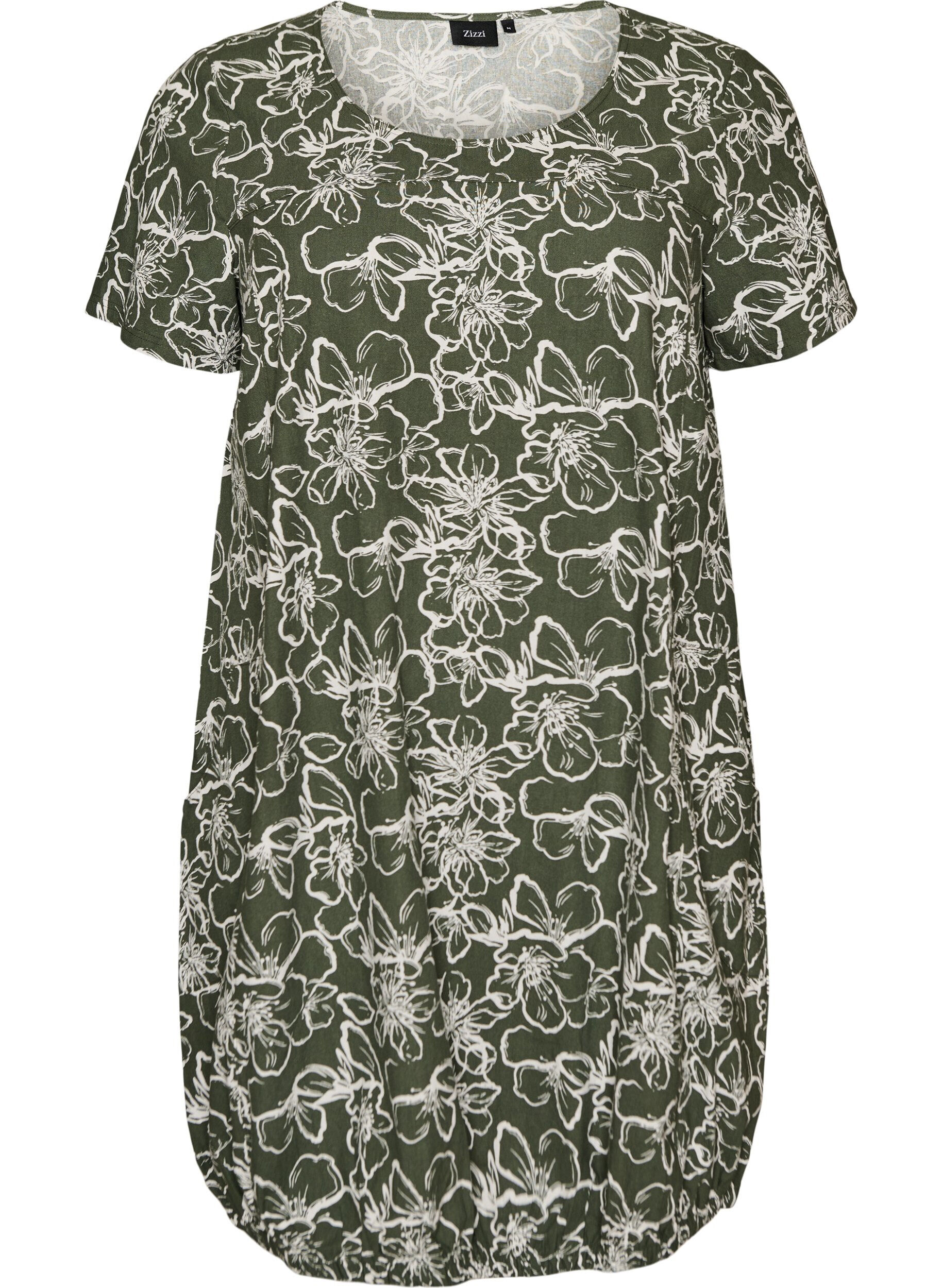 Kurz&auml;rmliges Baumwollkleid mit Aufdruck
