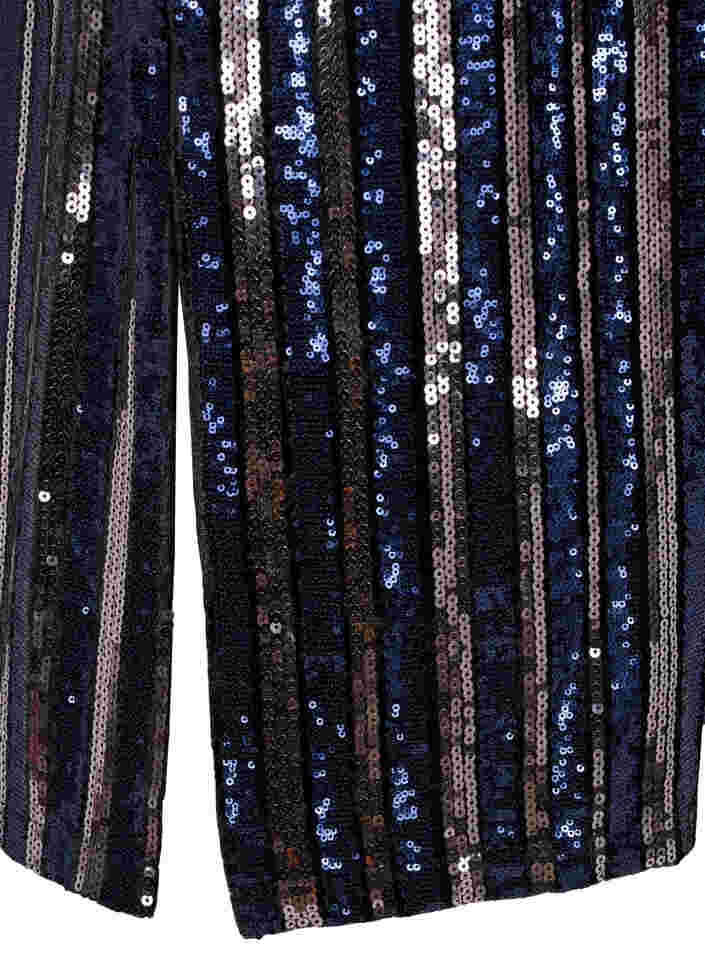 Kurzärmeliges Paillettenkleid mit Schlitz, Evening Blue Stripe , Packshot image number 3