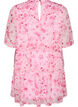 Kurzes Kleid in Chiffon-Optik mit Blumenprint und Volantlagen, Pink, Packshot image number 1
