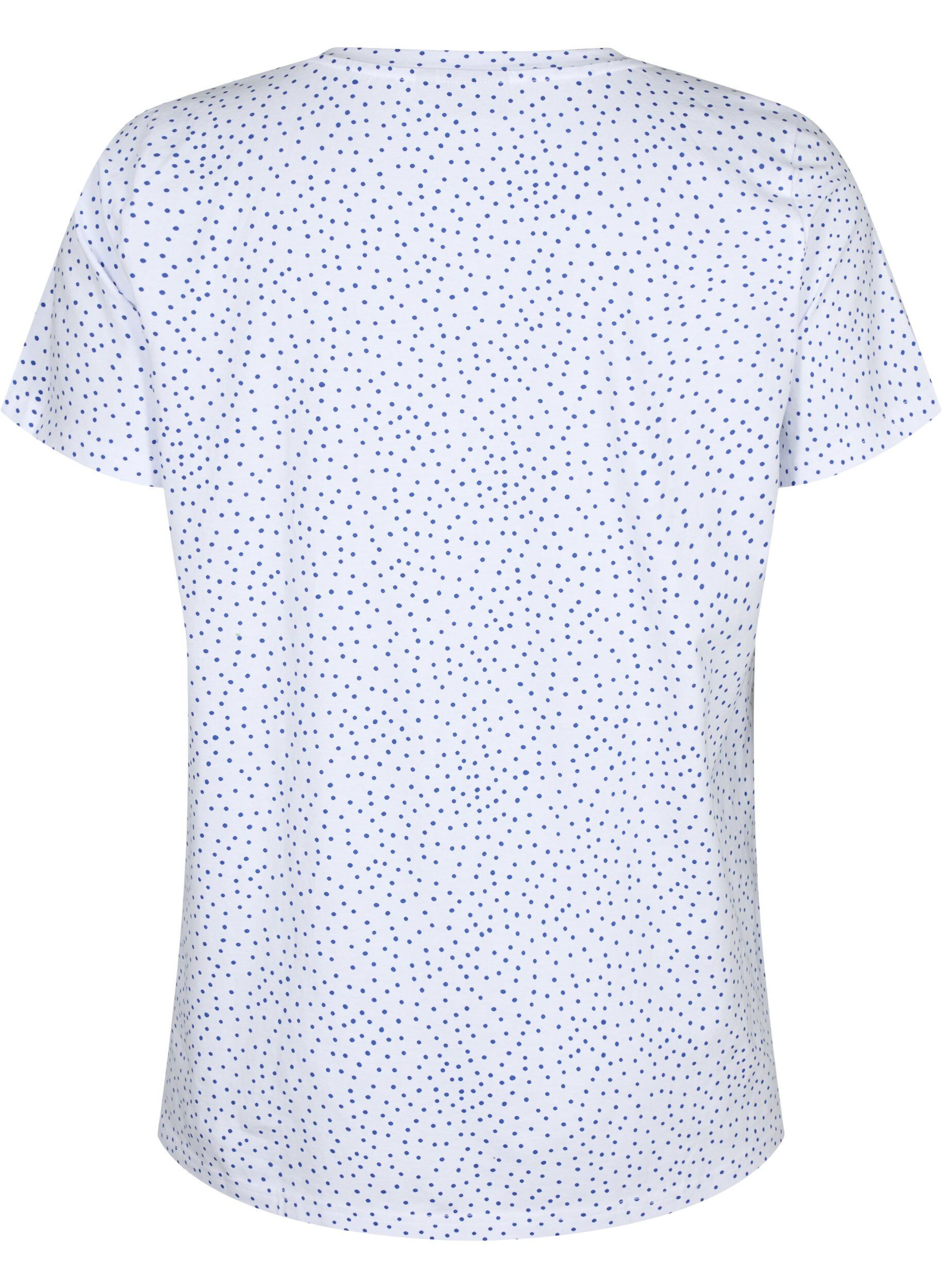 Zizzi Baumwoll-T-Shirt mit Punkten und V-Ausschnitt, B.White/S.T.W Dot, Packshot image number 1