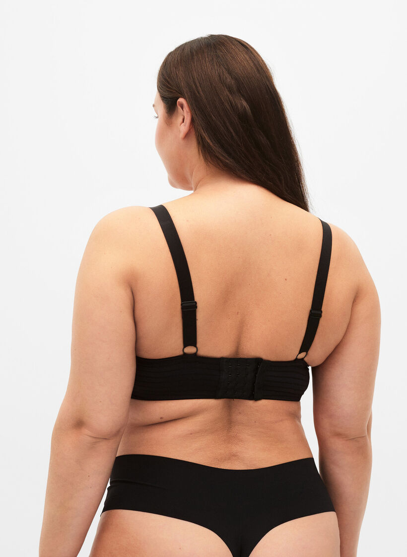 Geformter BH mit gestreiftem Netzstoff, Black, Model image number 1