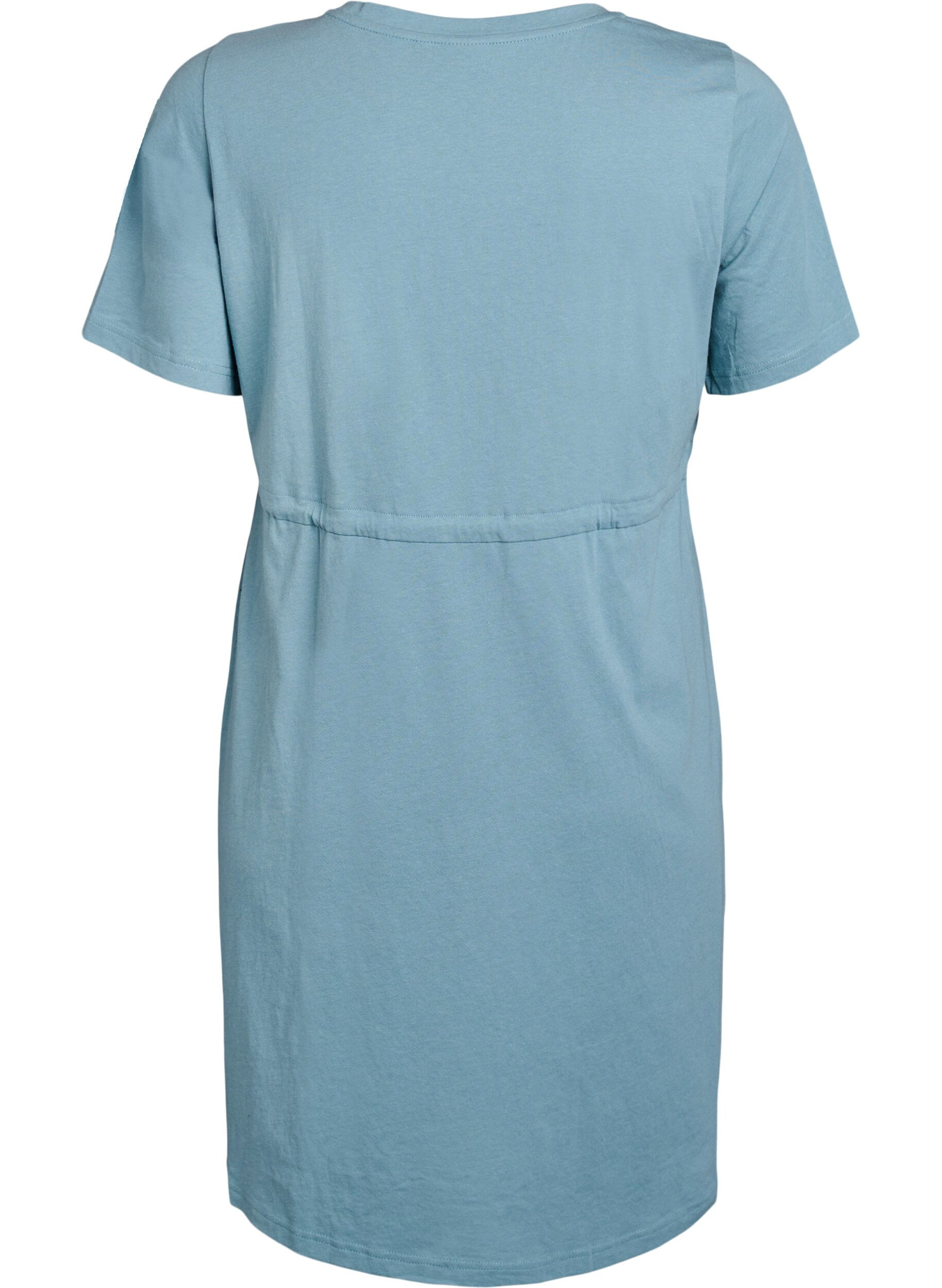 Zizzi FLASH &ndash; Kurzes T-Shirt-Kleid mit Bindeg&uuml;rtel, Blau, Packshot image number 1
