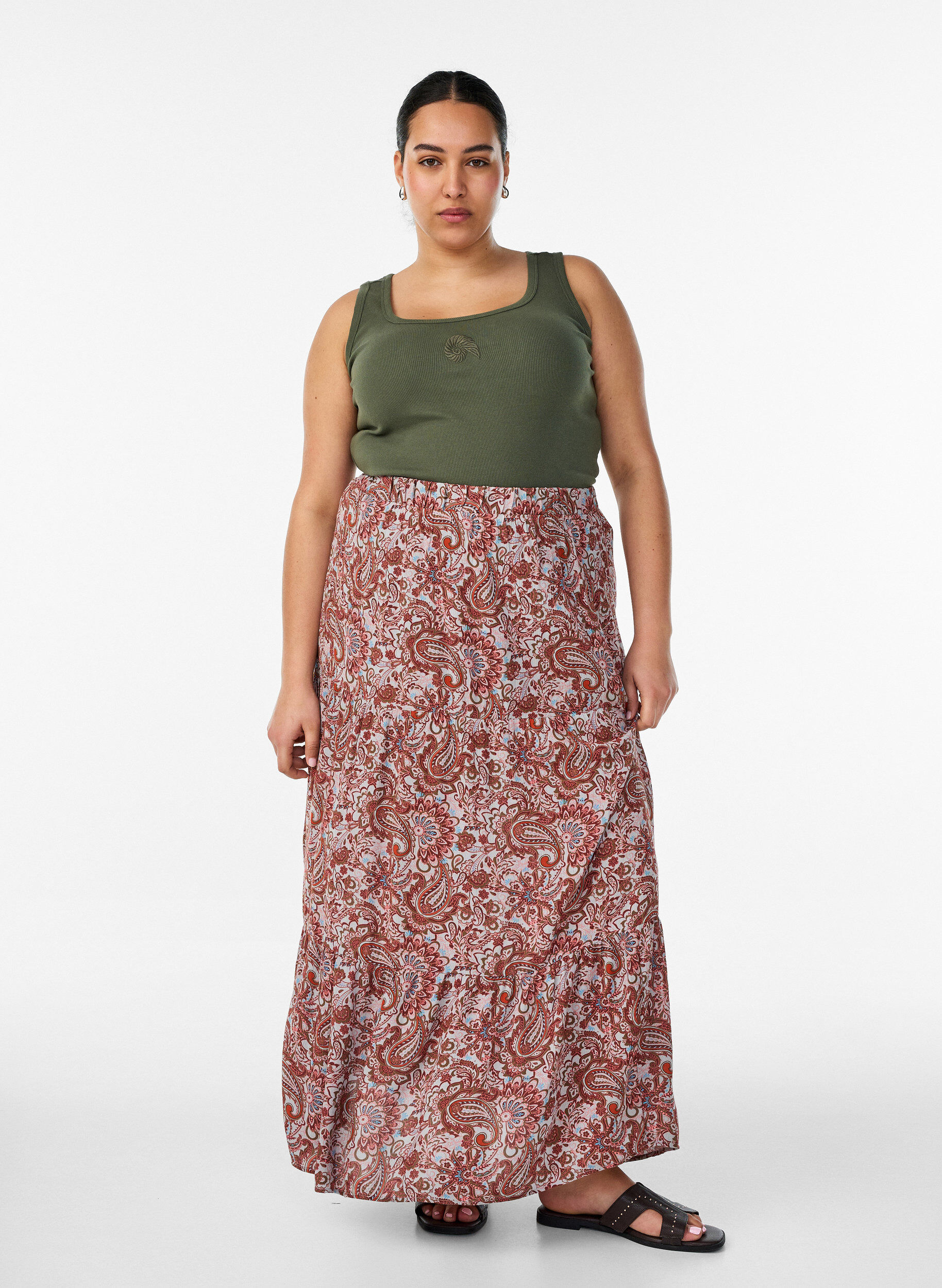 ZizziTailleiertes Top mit Motiv, Gr&uuml;n, Model image number 1