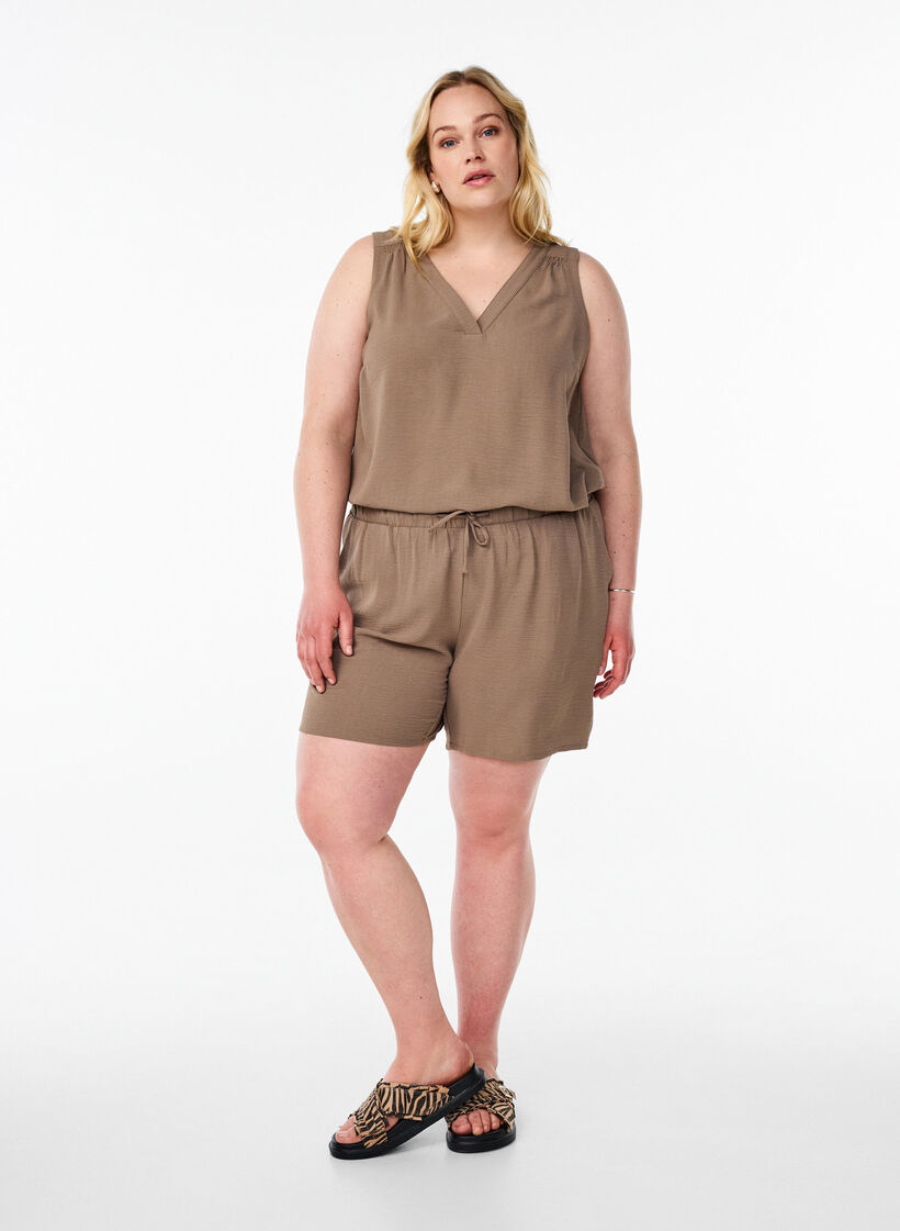 Kurze Hose mit Taschen und elastischem Bund, Braun, Model image number 1