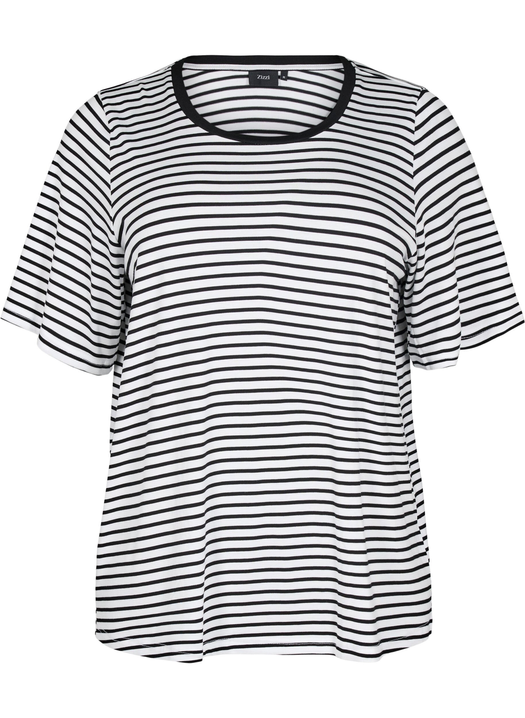 ZizziGestreiftes T-Shirt aus TENCEL&trade; Lyocell, Wei&szlig;, Packshot image number 0
