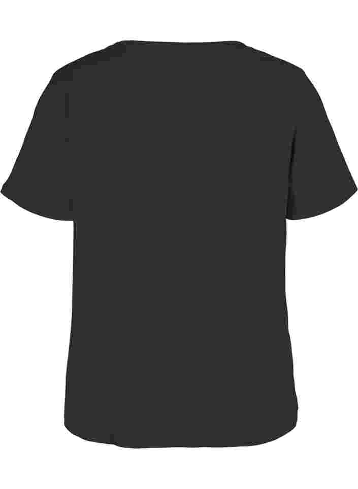 T-Shirt aus Baumwolle mit Rippstruktur, Black, Packshot image number 1