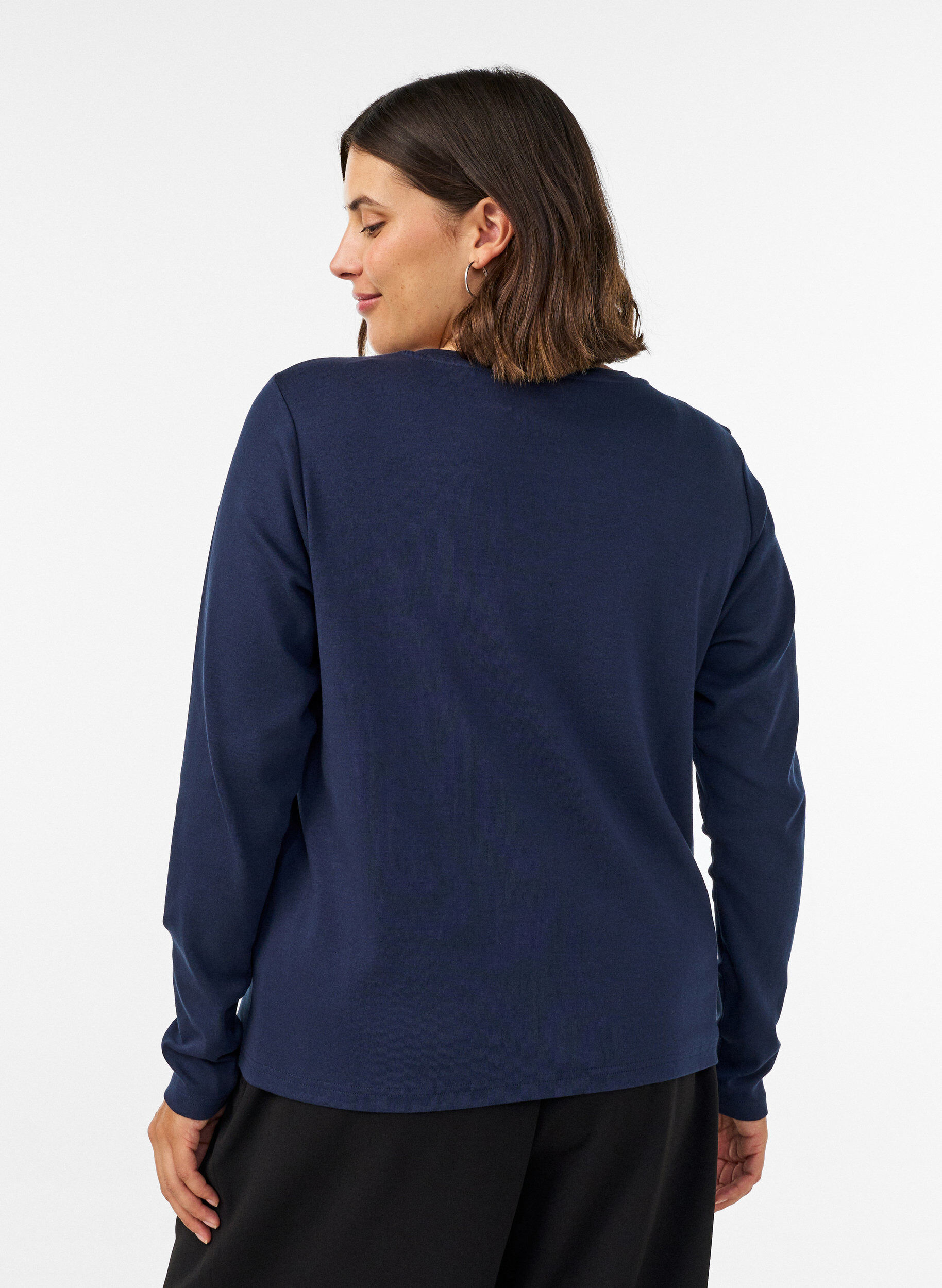 ZizziLangarm-Basic-T-Shirt mit Rundhalsausschnitt, Blau, Model image number 2