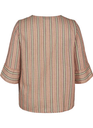 Gestreifte Bluse mit 3/4-Ärmeln und Smock, Rose Smoke stripe, Packshot image number 1