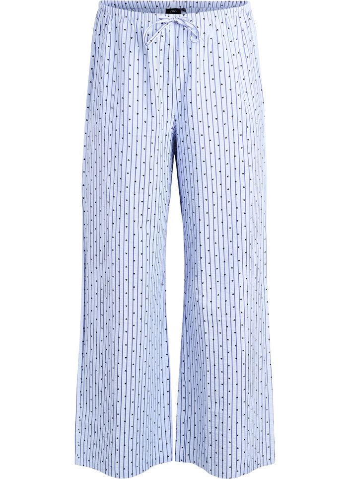 Lockere Pyjamahose aus Seersucker mit hoher Taille, Blau, Packshot image number 0