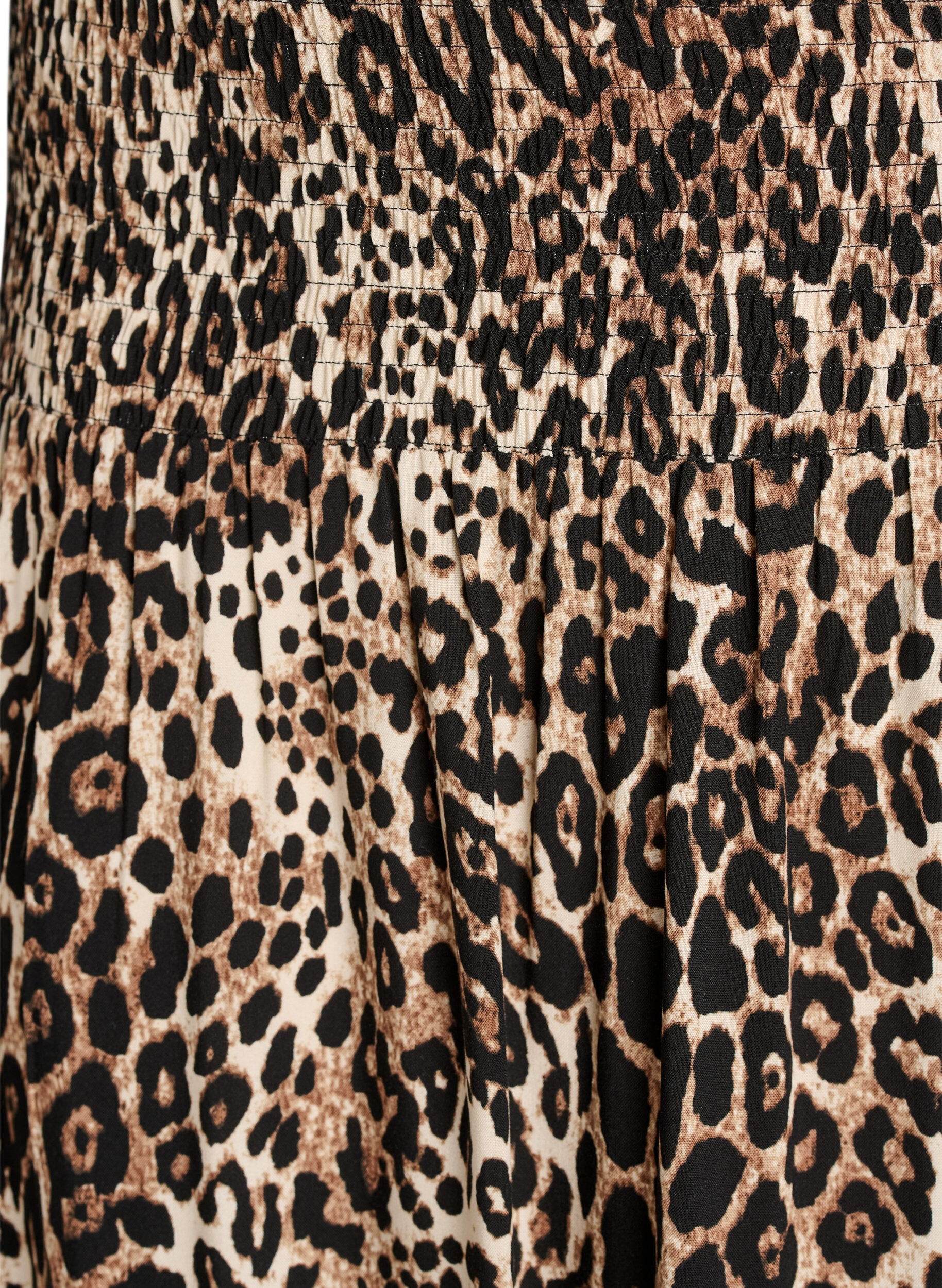 Zizzi Maxirock aus Viskose mit Smock, Braun, Packshot image number 2