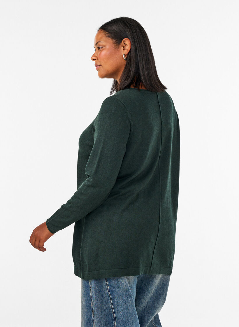 Gestrickte Bluse aus Baumwoll-Viskose-Mischung, Gr&uuml;n, Model image number 2