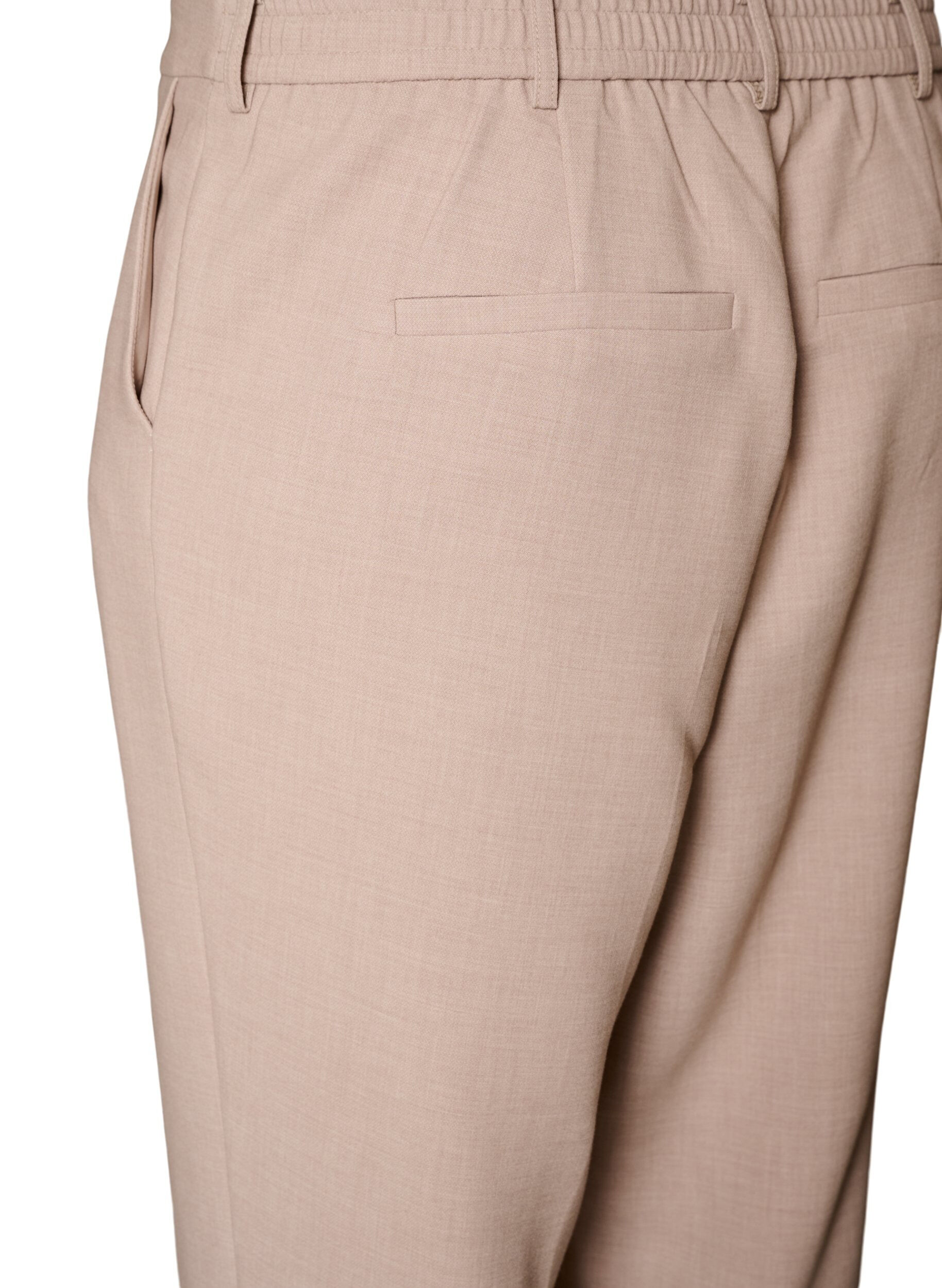 Zizzi Taillierte Hose mit hoher Taille und gerader Passform, Beige, Packshot image number 3