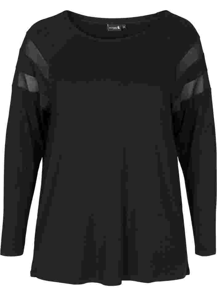 Trainingsshirt mit Mesh, Black, Packshot image number 0