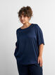 Bluse aus Satin mit ellenbogenlangen &Auml;rmeln, Blau, Model image number 0