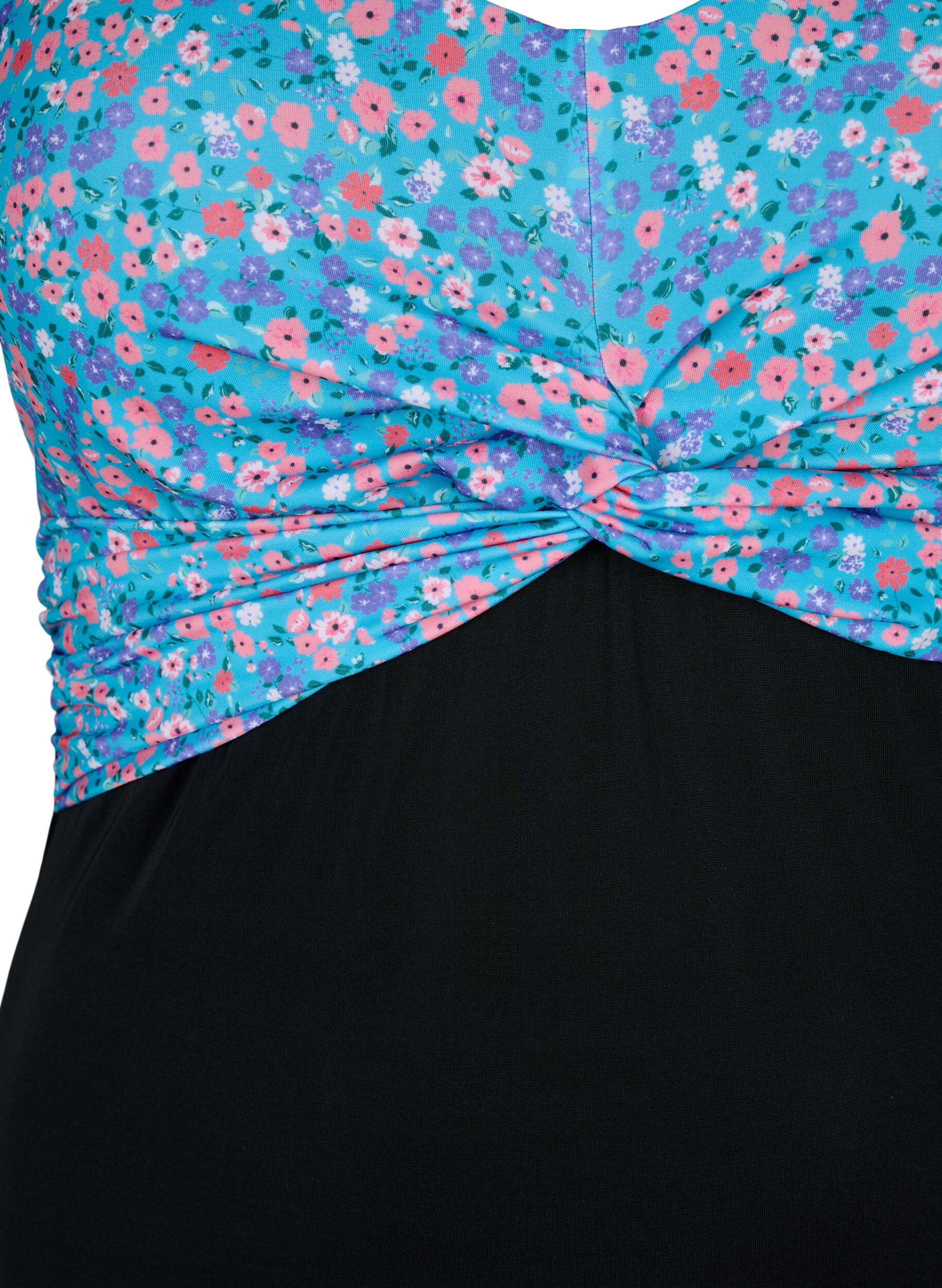 Zizzi Badeanzug mit B&uuml;gel und verstellbaren Tr&auml;gern, Black Ditsy Print, Packshot image number 2