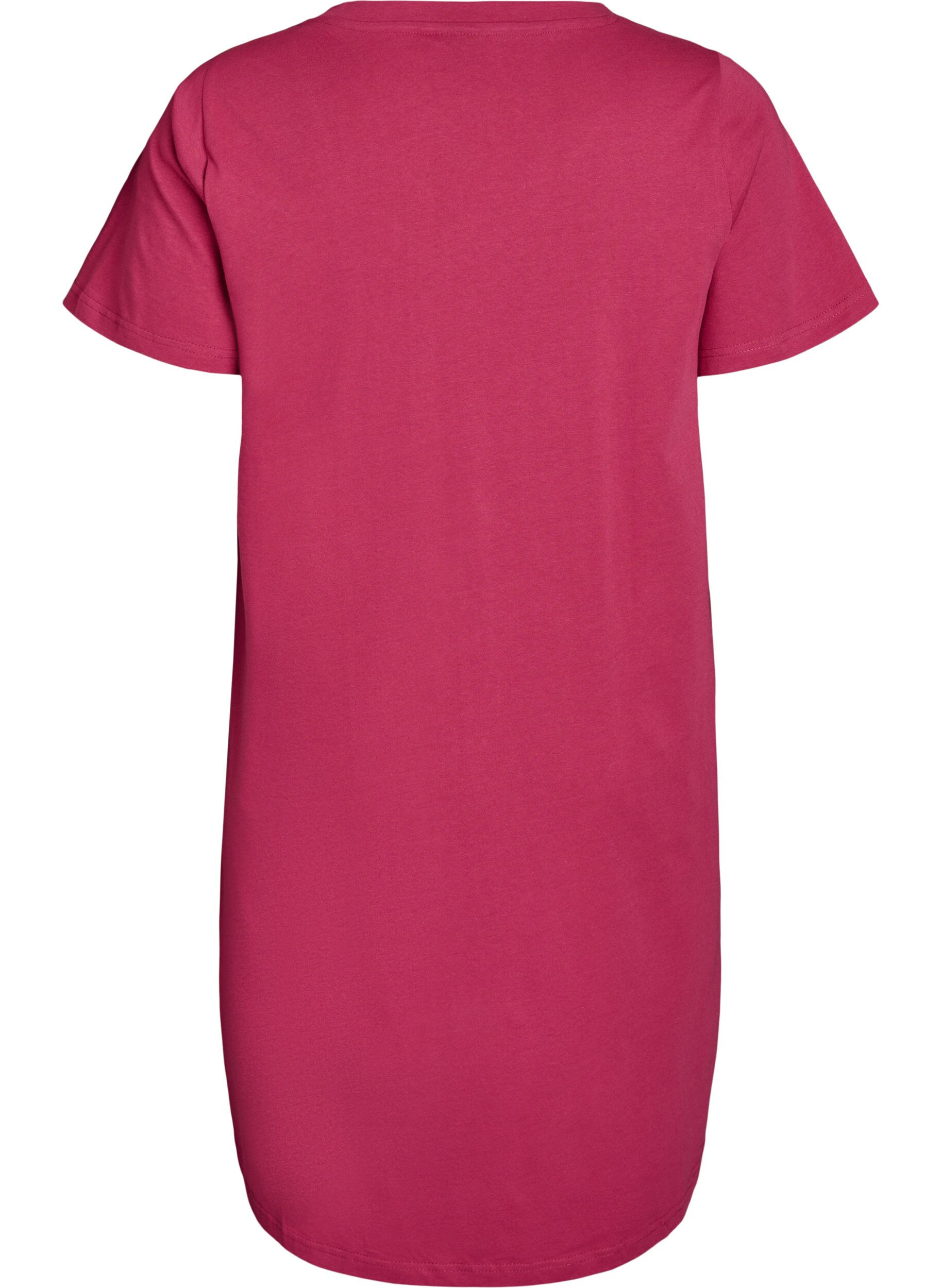 Zizzi Organische Baumwoll-Nachthemd mit V-Ausschnitt, Rot, Packshot image number 1