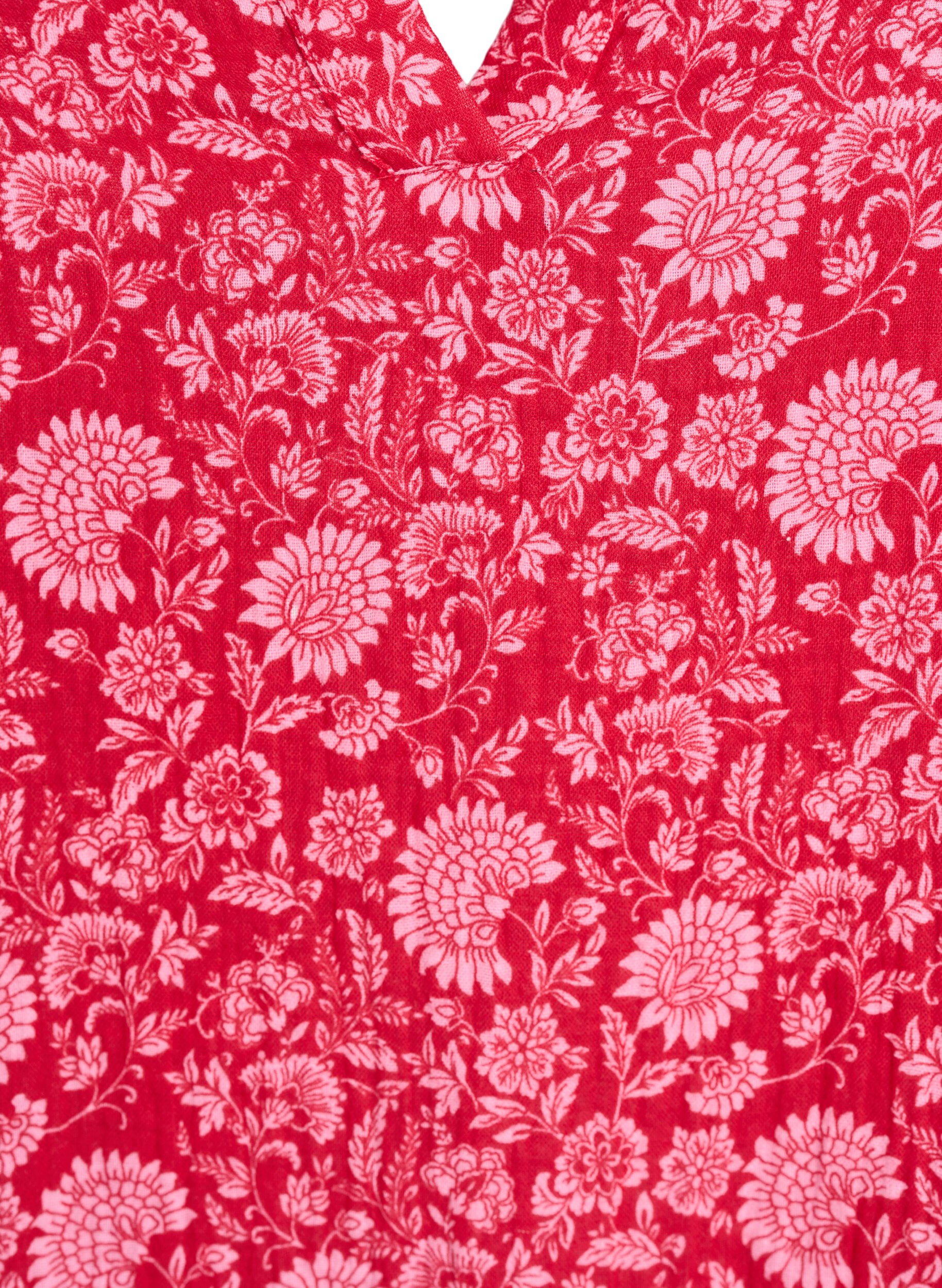 Zizzi Kurzes A-Linien-Kleid aus Baumwollmusselin, Rot, Packshot image number 2