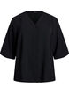 Bluse mit V-Ausschnitt und 3/4-&Auml;rmeln, Schwarz, Packshot image number 0