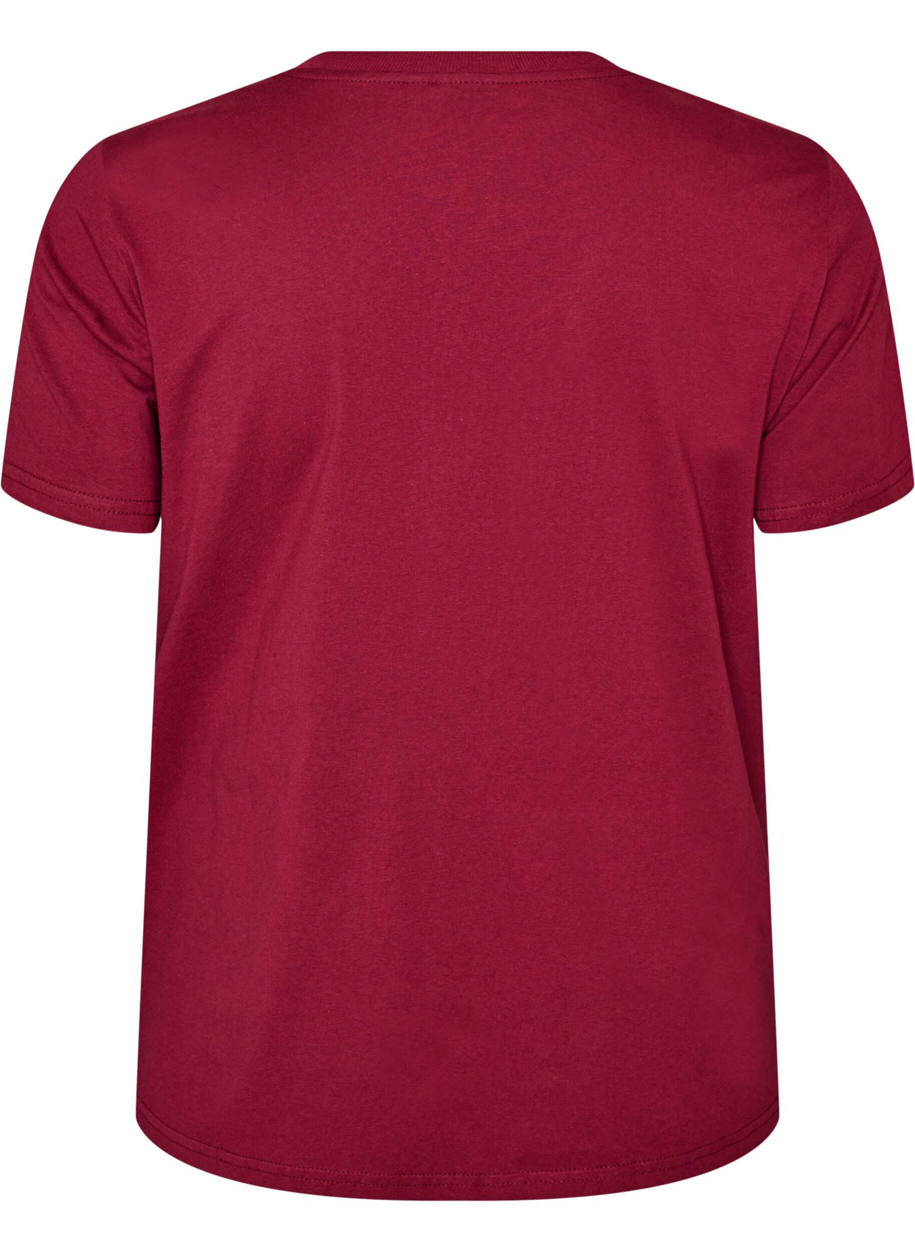 ZizziBasic T-Shirt aus Baumwolle mit Rundhalsausschnitt, Rot, Packshot image number 1