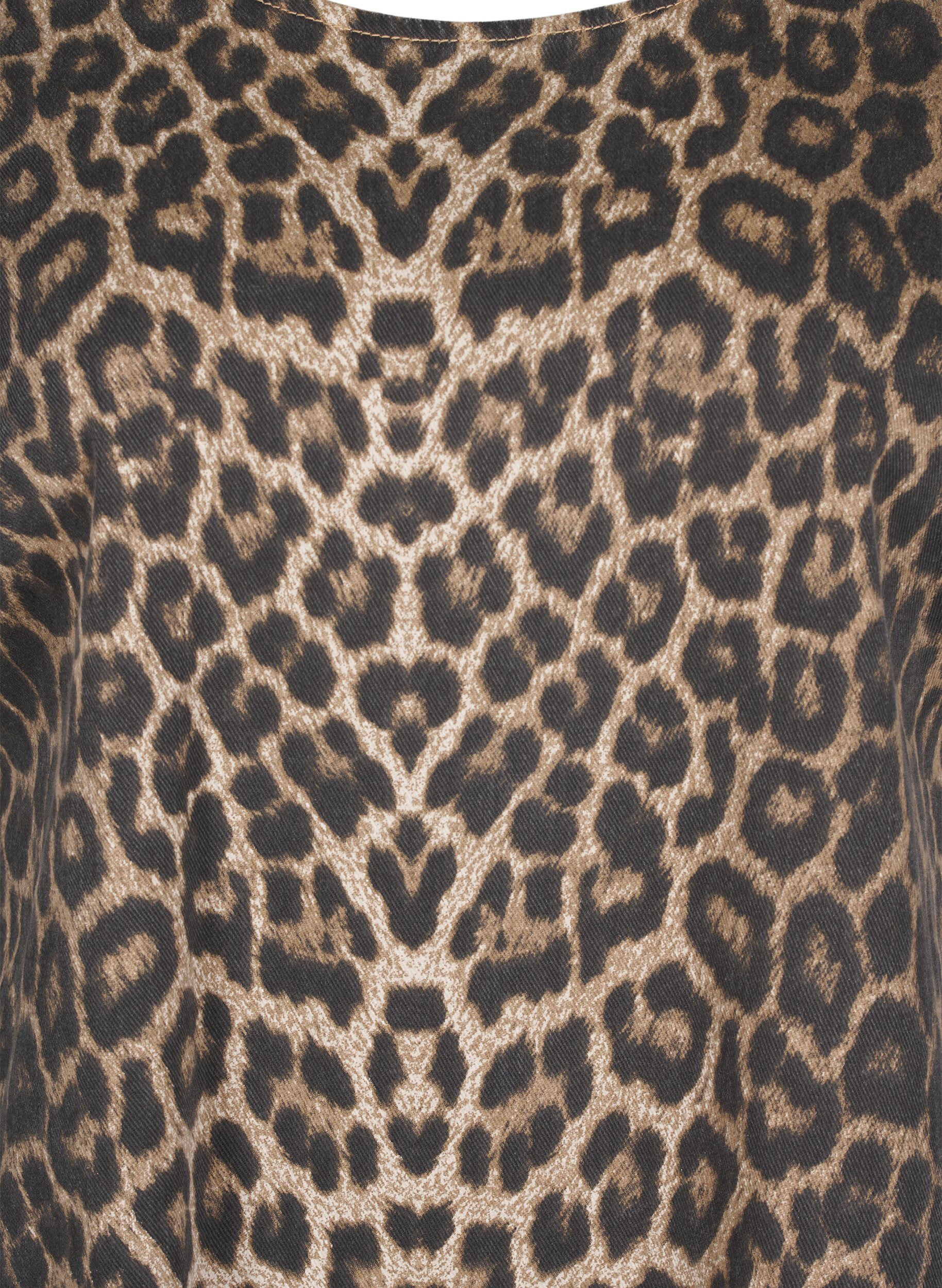 Zizzi Jeanskleid mit Leoparden-Print, Braun, Packshot image number 2