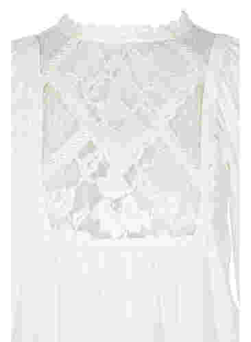 Viskosetunika mit Spitzendetails, Off White, Packshot image number 2