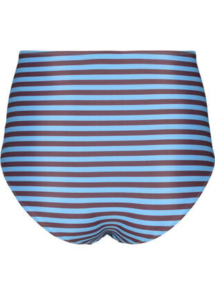 Gestreifte Bikinihose mit hohem Bund, BlueBrown Stripe AOP, Packshot image number 1