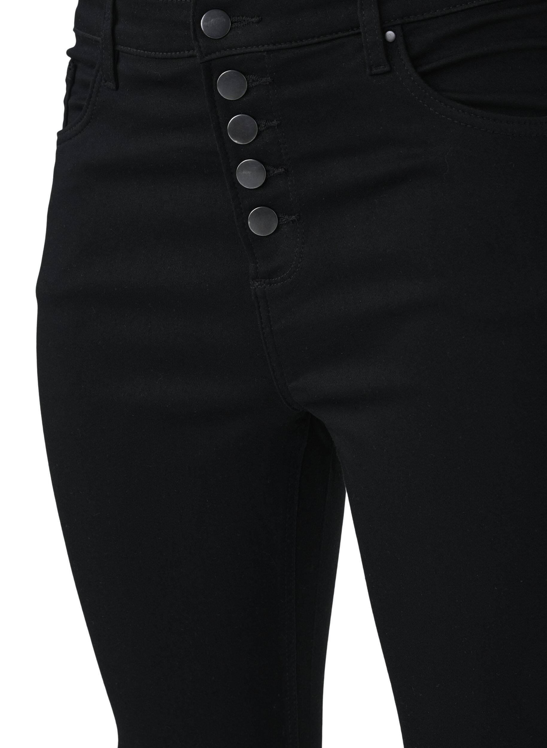 Zizzi Amy Jeans mit hohem Bund und Knopfverschluss, Black, Packshot image number 3