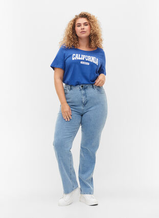 Baumwoll-T-Shirt mit Aufdruck, Dazzling Blue Califo, Model image number 2