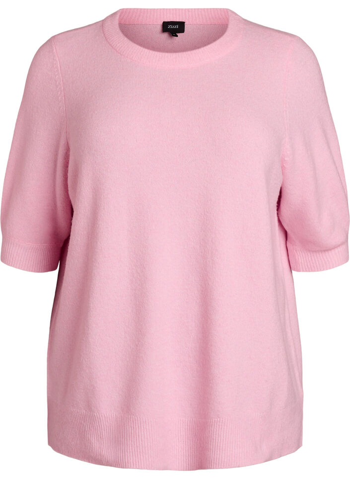Bluse aus Strick mit kurzen &Auml;rmeln, Pink, Packshot image number 0