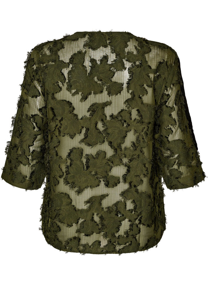 Bluse mit ausgefransten F&auml;den und Struktur, Gr&uuml;n, Packshot image number 1