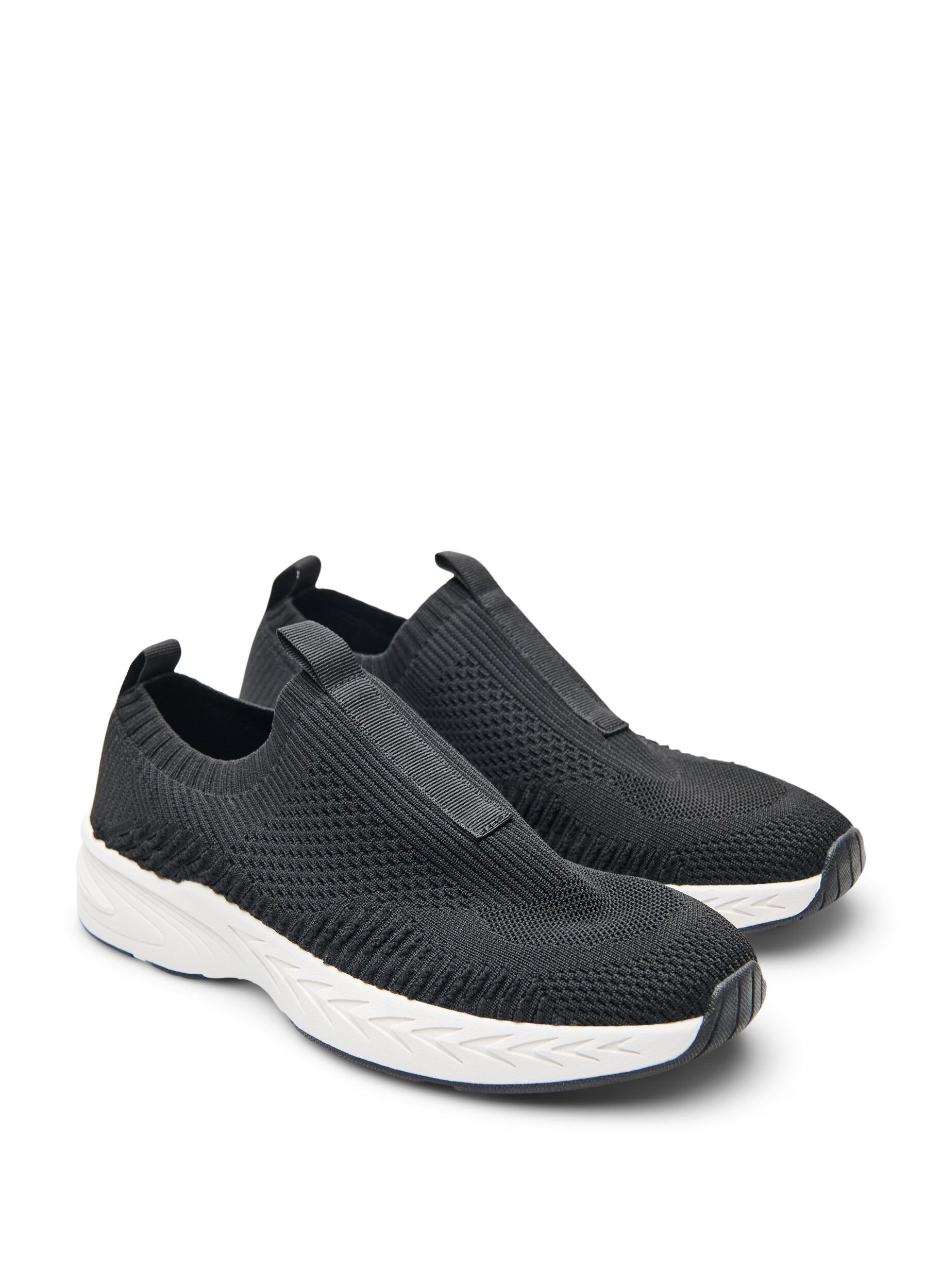 Zizzi Sneakers aus dehnbarem Strickmaterial, Schwarz, Packshot image number 1