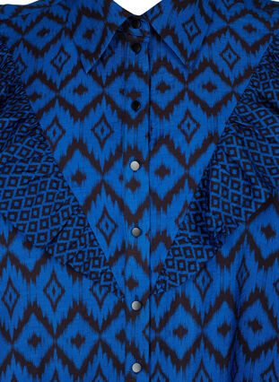 Langer Viskose-Shirt mit Druck und Rüschen, True blue w. Black, Packshot image number 2