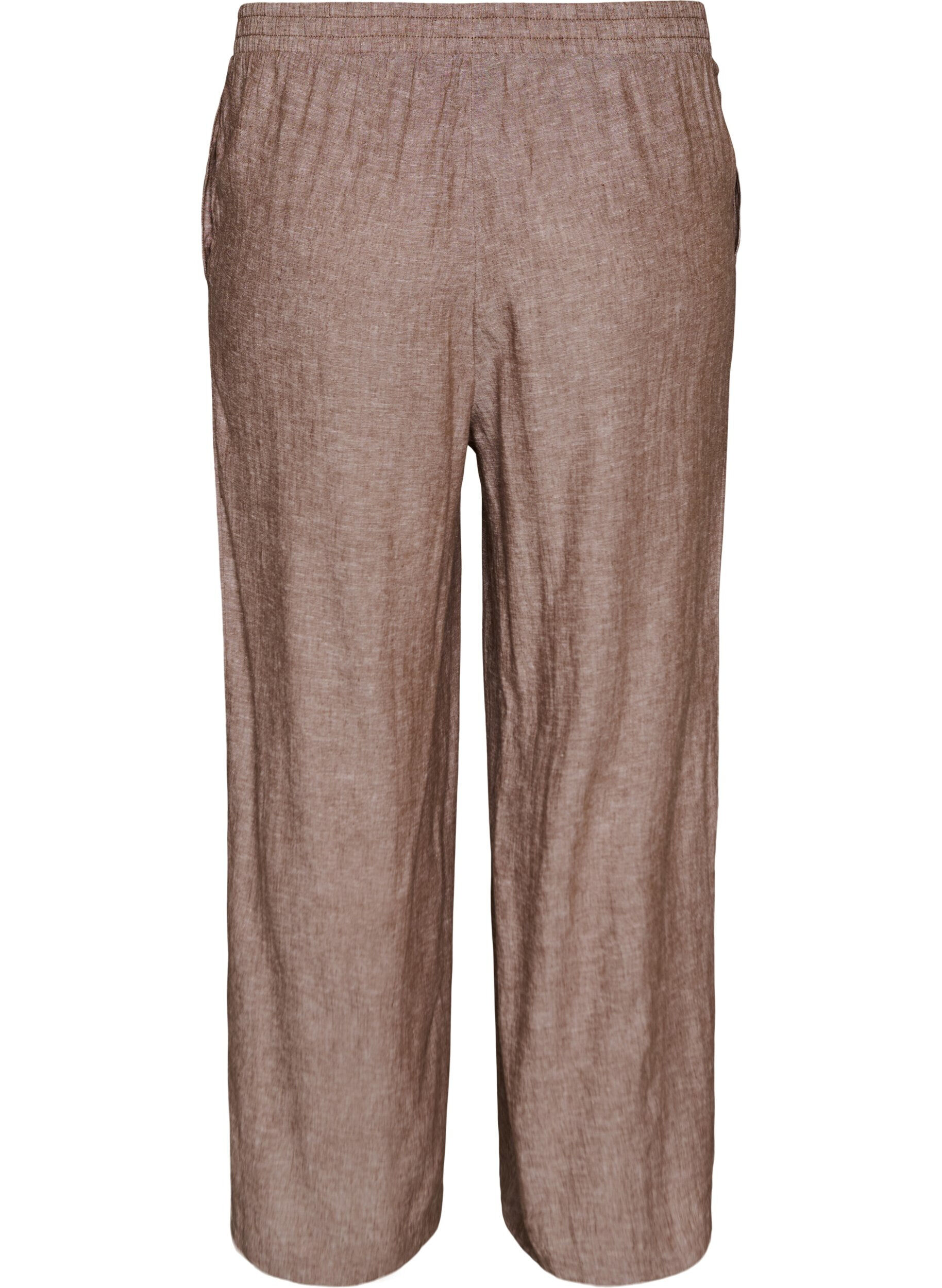 ZizziHose aus Leinen und Viskose mit weitem Bein, Braun, Packshot image number 1