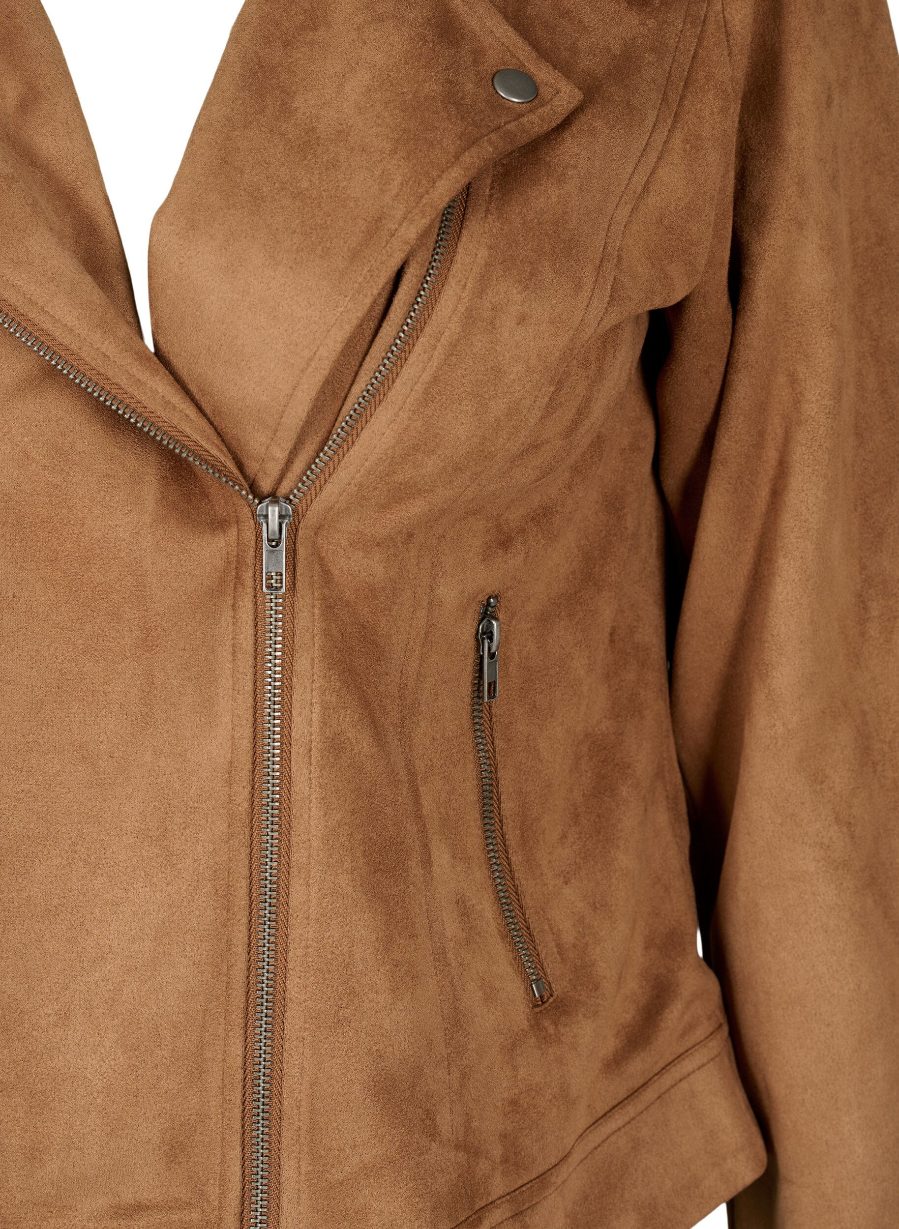 Zizzi Bikerjacke aus Wildlederimitat, Toasted Coconut, Packshot image number 2