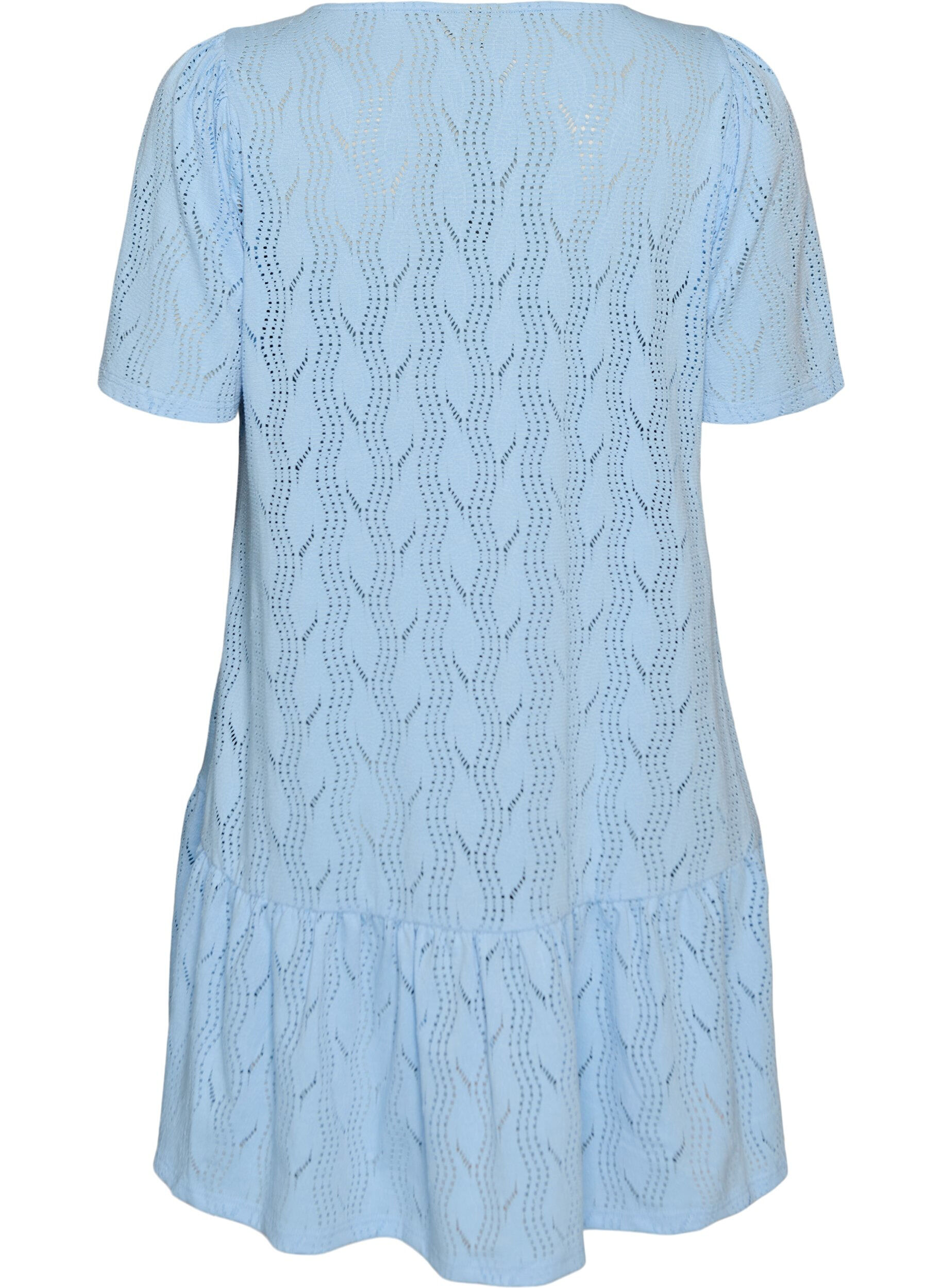 Zizzi Kurzes Kleid aus Jersey mit Lochstickerei, Blau, Packshot image number 1