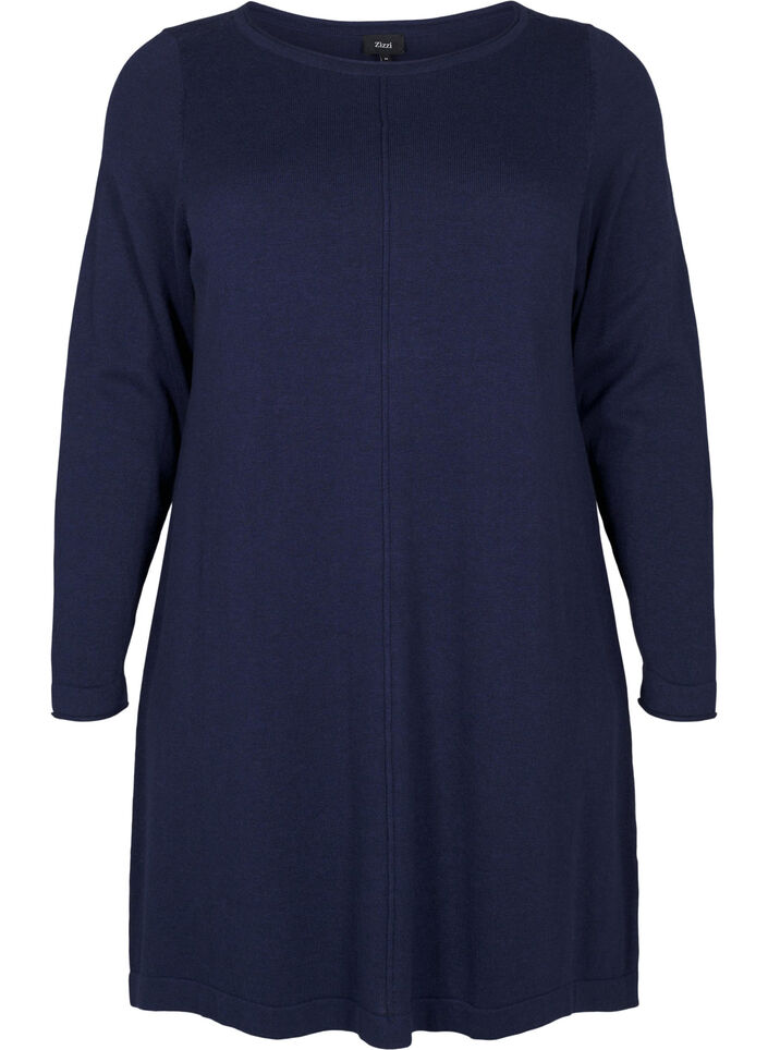 Strickkleid aus Baumwoll-Viskose-Mischung, Blau, Packshot image number 0