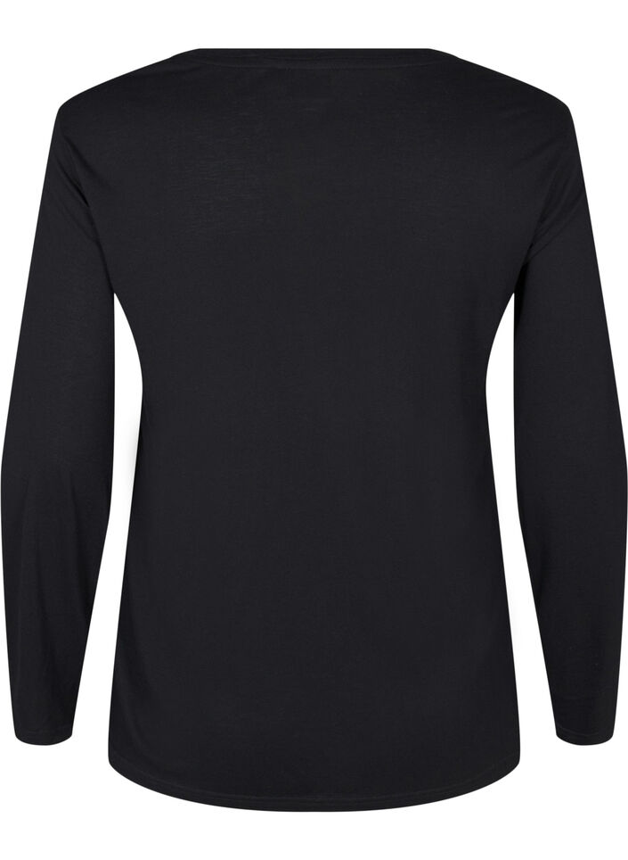 Lang&auml;rmelige Bluse aus Wolle und Viskose, Schwarz, Packshot image number 1