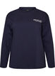 Lang&auml;rmelige Jerseybluse mit Textprint, Blau, Packshot image number 0