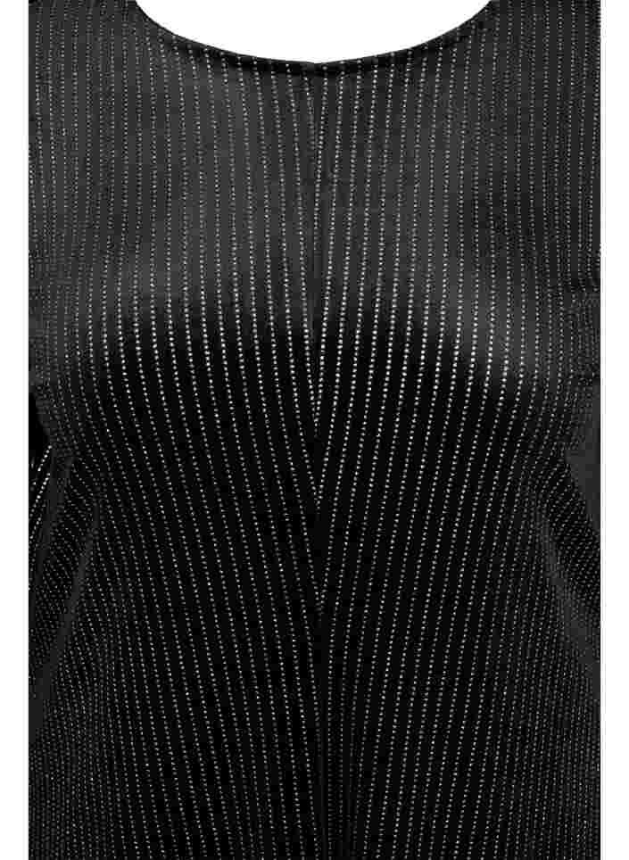 Glitzerkleid aus Samt mit langen Ärmeln, Black Silver Lurex, Packshot image number 2