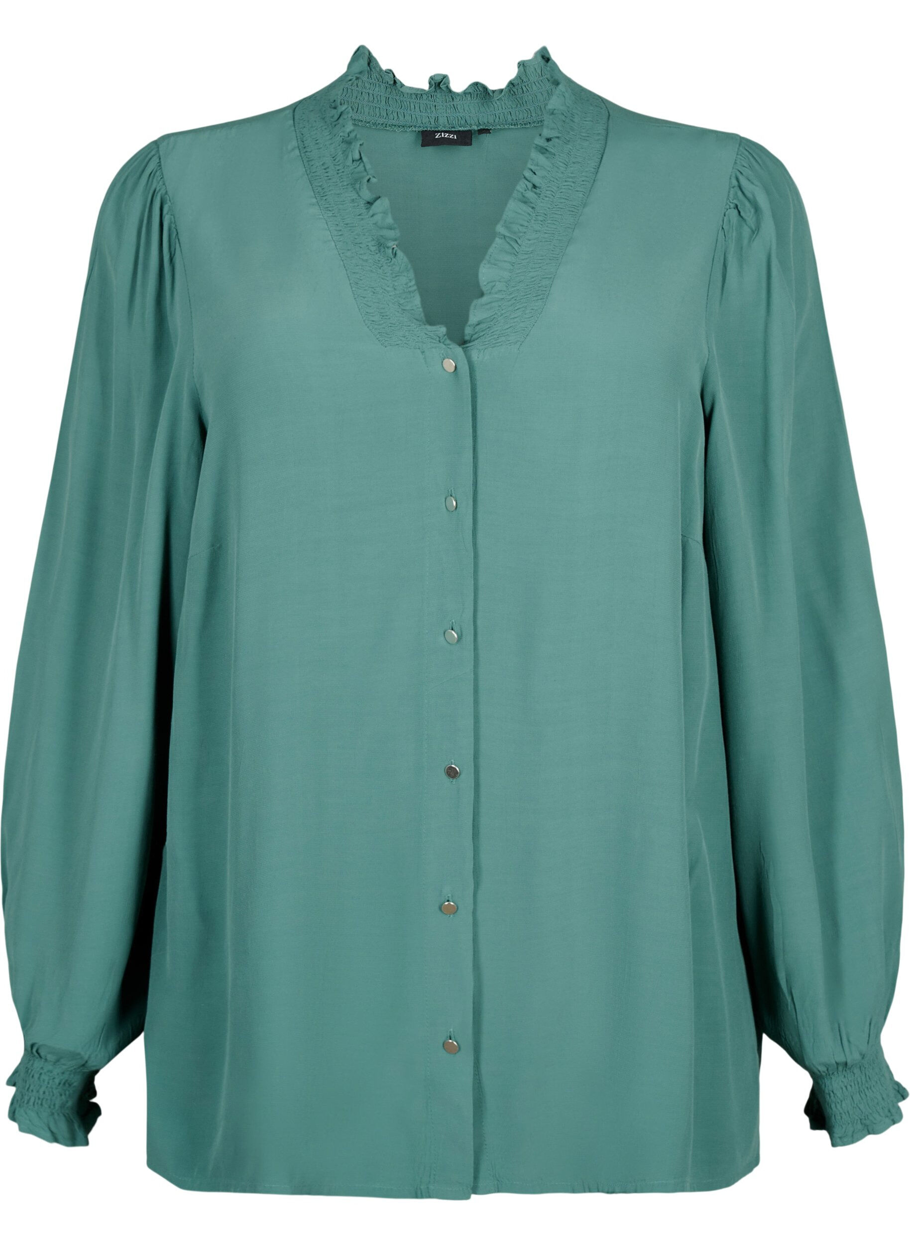 Zizzi Lang&auml;rmlige Bluse aus Viskose, Sea Pine, Packshot image number 0