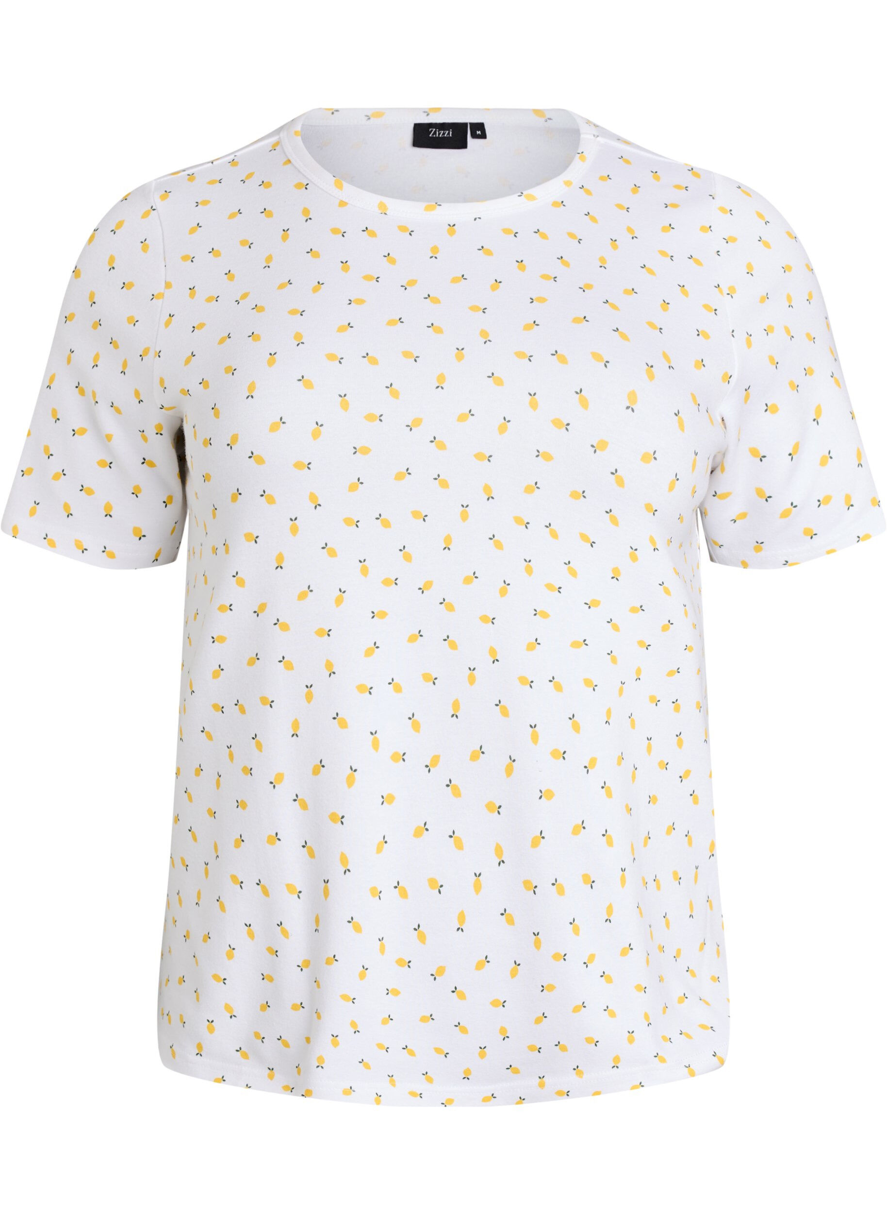 Zizzi T-Shirt aus Baumwolle mit Allover-Druck, Wei&szlig;, Packshot image number 0
