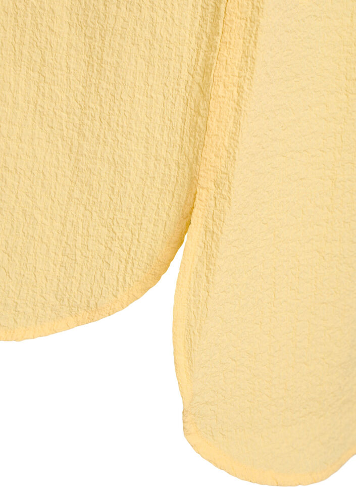 Kurzes Kleid mit gecrinkelter Textur und kurzen &Auml;rmeln, Gelb, Packshot image number 3