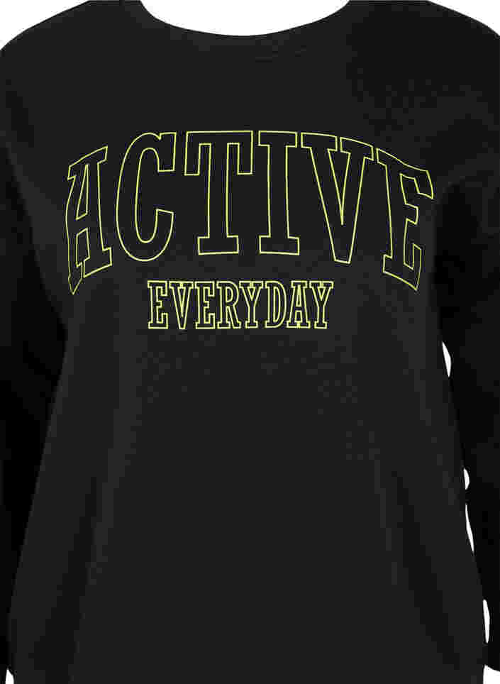 Sweatshirt mit sportlichem Aufdruck, Black, Packshot image number 2