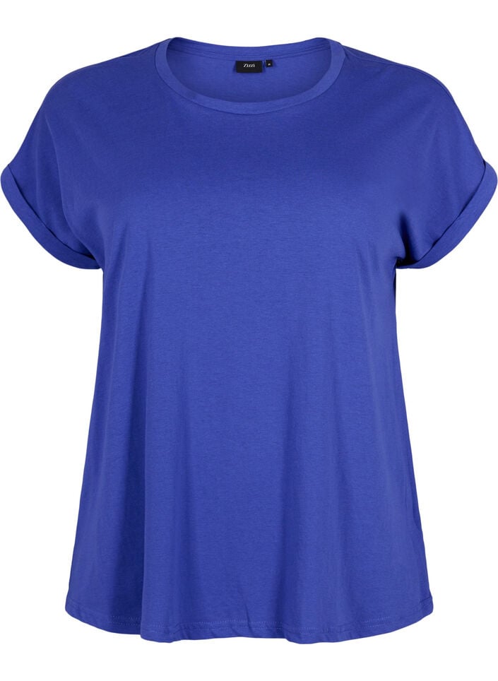 Kurz&auml;rmeliges T-Shirt aus einer Baumwollmischung, Blau, Packshot image number 0