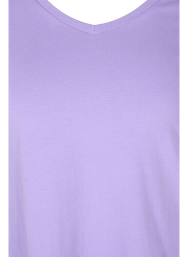 Einfarbiges basic T-Shirt aus Baumwolle, Paisley Purple, Packshot image number 2