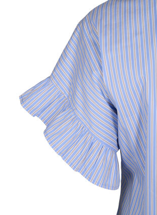 Gestreifte Bluse mit Schößchen- und Rüschendetails, Blue Stripe, Packshot image number 3