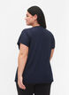 Lockeres Trainings-T-Shirt mit V-Ausschnitt, Blau, Model image number 2
