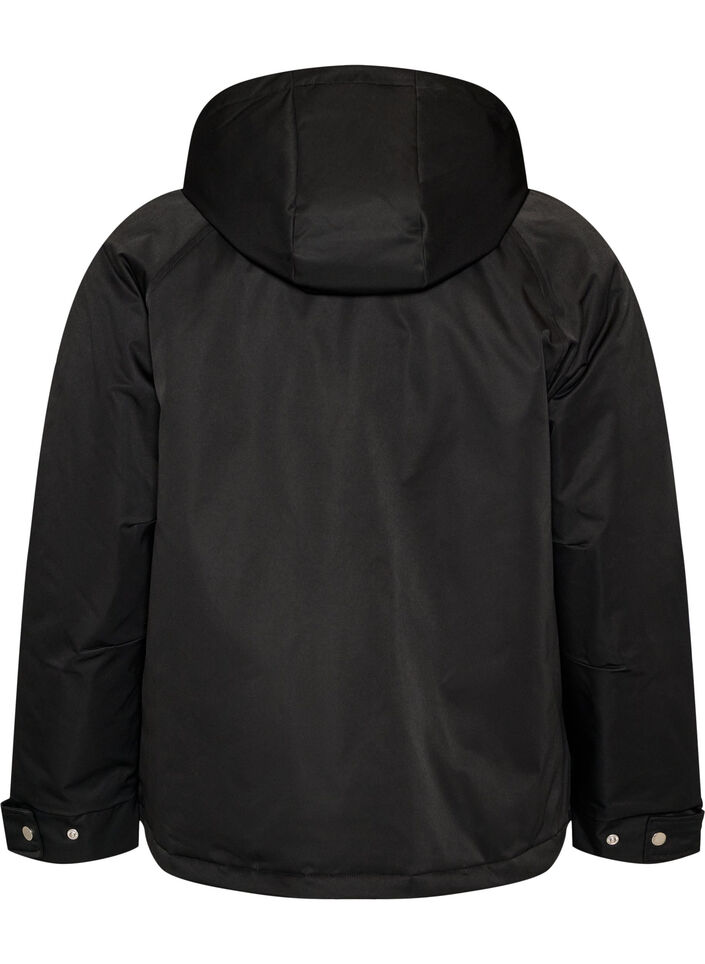 Gepolsterter Parka mit einer abnehmbaren Kapuze, Schwarz, Packshot image number 1