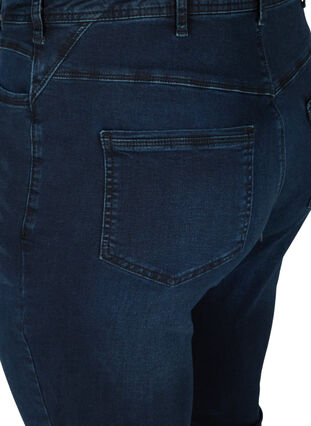 Super Slim Amy Jeans mit hoher Taille, Dark blue denim, Packshot image number 3