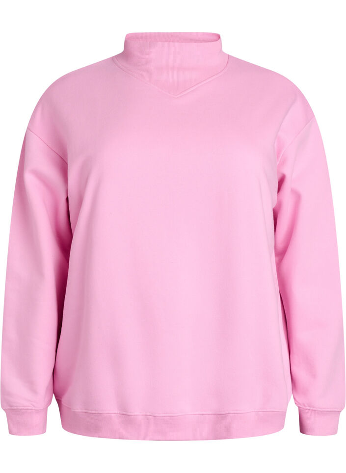 Sweatshirt mit hohem Kragen und langen &Auml;rmeln, Pink, Packshot image number 0
